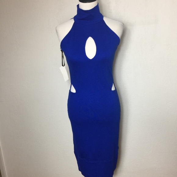Priscy Ratcliff Dresses & Skirts - New Blue Bodycon Dress Cold Shoulder Size 6